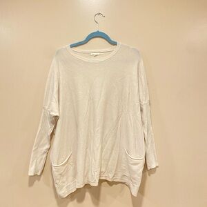 Tea n Rose Cream Long Sleeve Oversized Drop Shoulder Top